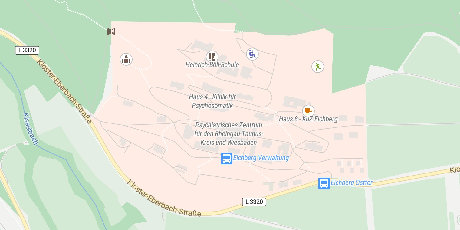 Kartenansicht Vitos Klinik Eichberg für Psychiatrie und Psychotherapie