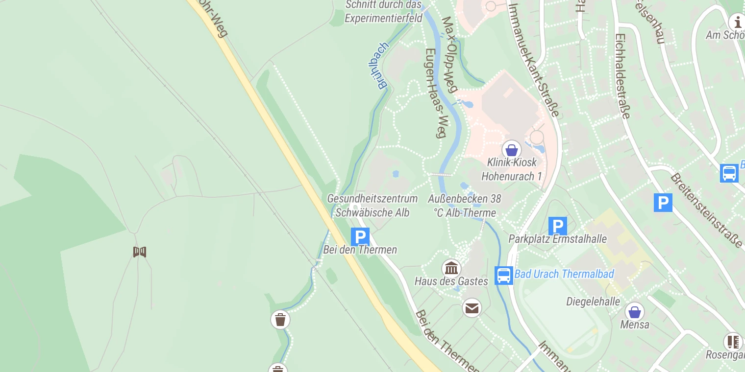 Kartenansicht Reha-Klinik Schwäbische Alb Bad Urach